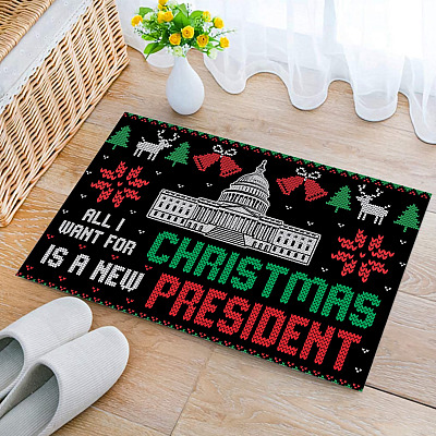 All I Want For Christmas Is A New President Doormat - Outdoor Indoor Doormat - Impeach Joe Biden Doormat
