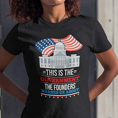 Alternative view of This Is The Government The Founders Warned Us About T-shirt - V-Neck Tee - Funny Anti Biden Political Shirt