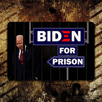 Alternative view of Biden For Prison Decorative Metal Sign - Indoor Outdoor Decor - Anti Biden Sign - Funny Political Sign