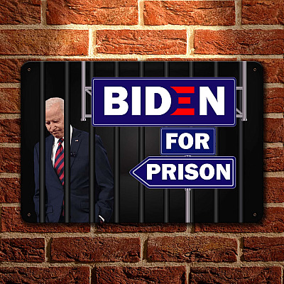 Biden For Prison Decorative Metal Sign - Indoor Outdoor Decor - Anti Biden Sign - Funny Political Sign
