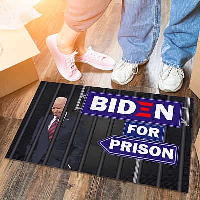 Biden For Prison Decorative Outdoor Indoor Doormat - Anti Biden Door Mat - Funny Political Rug