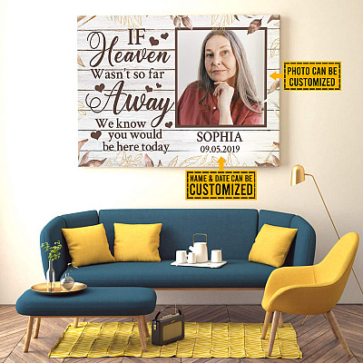 Alternative view of Personalized Photo if Heaven Wasn’t so Far Away We Know You Would Be Here Today Canvas Prints - Poster - Wall Art - Memorial Sympathy Wall Decor