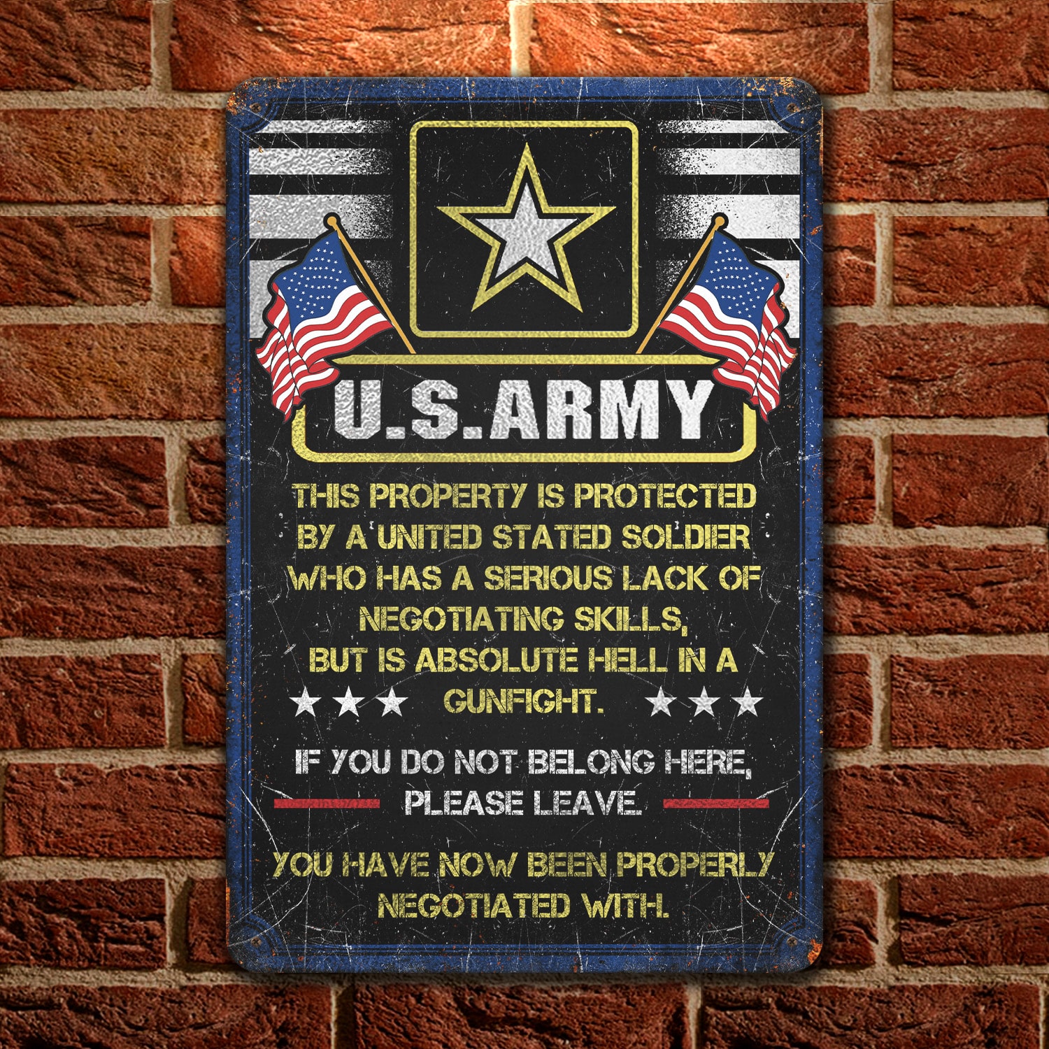 7KNG. Property Army (6) Metal Sign Mockup 1