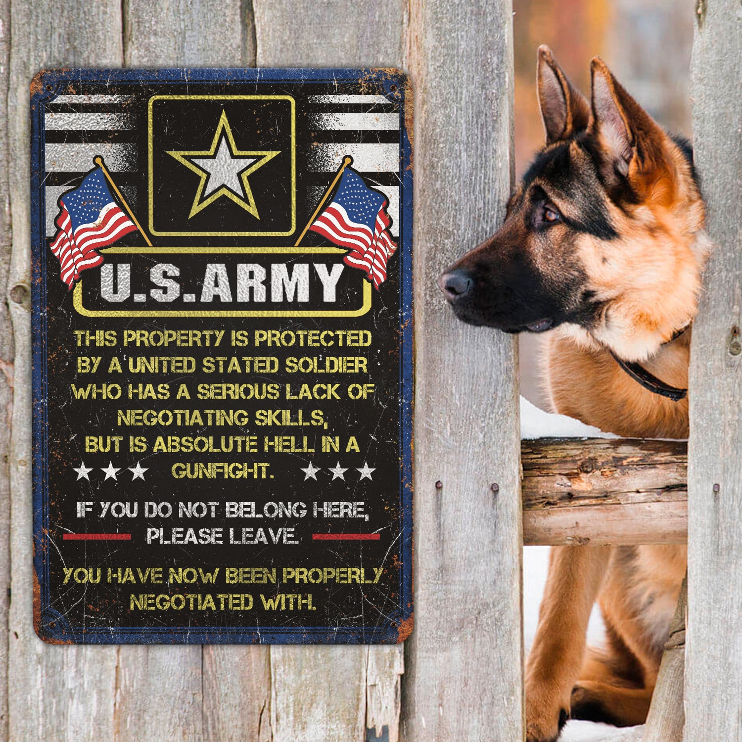 7KNG. Property Army (6) Metal Sign Mockup 9