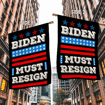 Alternative view of Biden Must Resign Garden Flag - House Flag - Wall Flag - Biden Not My President Flag
