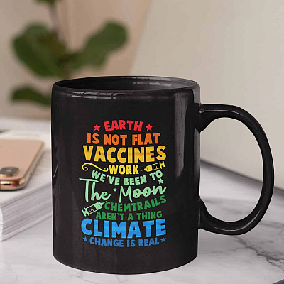 Alternative view of In This House We Believe Earth Is Not Flat Vaccines Work Coffee Mug - Beer Stein - Water Bottle - Color Changing Mug