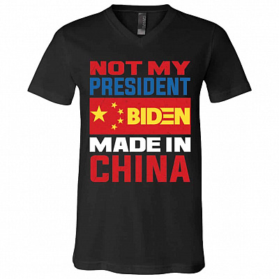china t, Black, V-Neck T-Shirt