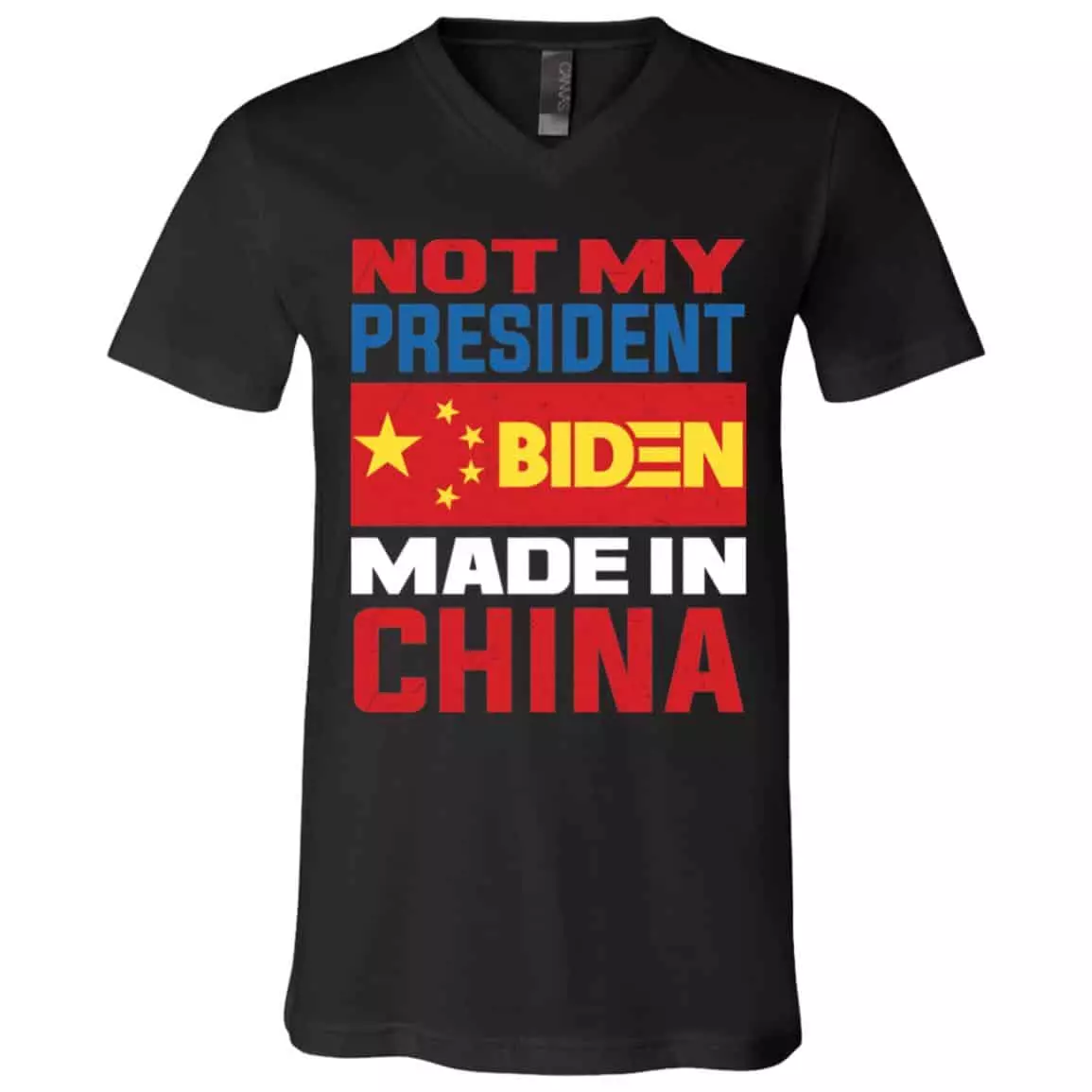 china t, Black, V-Neck T-Shirt