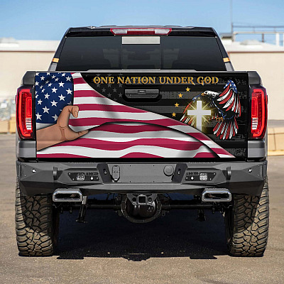 Alternative view of One Nation Under God Decal American Truck Tailgate Decal Sticker Wrap - Vinyl Graphic Decal Bumper Sticker