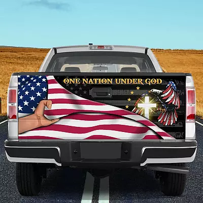 One Nation Under God Decal American Truck Tailgate Decal Sticker Wrap - Vinyl Graphic Decal Bumper Sticker