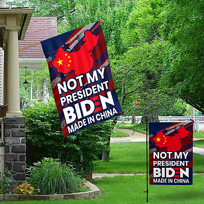 Alternative view of Not My President Biden Made In China Outdoor Garden Flag - House Flag - Wall Flag