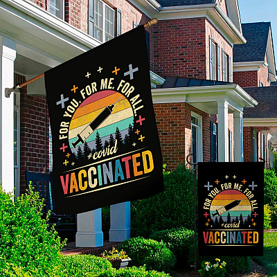 Alternative view of Vintage for You for Me for All Covid Vaccinated Decorative Garden Flag - Pro Vaccine House Flag - Vaccinated Wall Flag