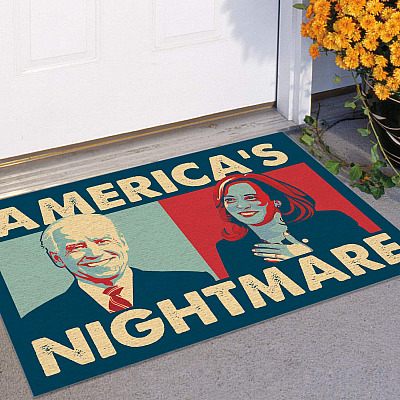 Alternative view of America's Nightmare Biden Harris House Doormat - Outdoor Indoor Doormat - Anti Biden Harris Doormat
