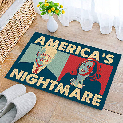 America's Nightmare Biden Harris House Doormat - Outdoor Indoor Doormat - Anti Biden Harris Doormat