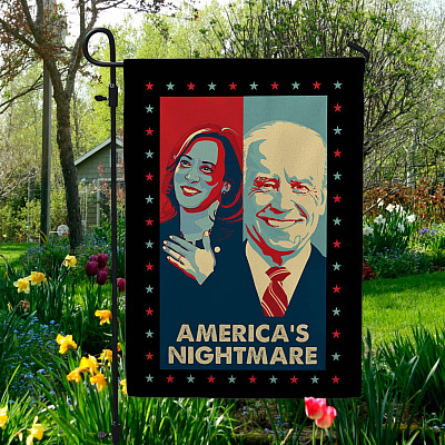 America's Nightmare Biden Harris Outdoor Garden Flag - House Flag - Wall Flag - Anti Biden Harris Flag