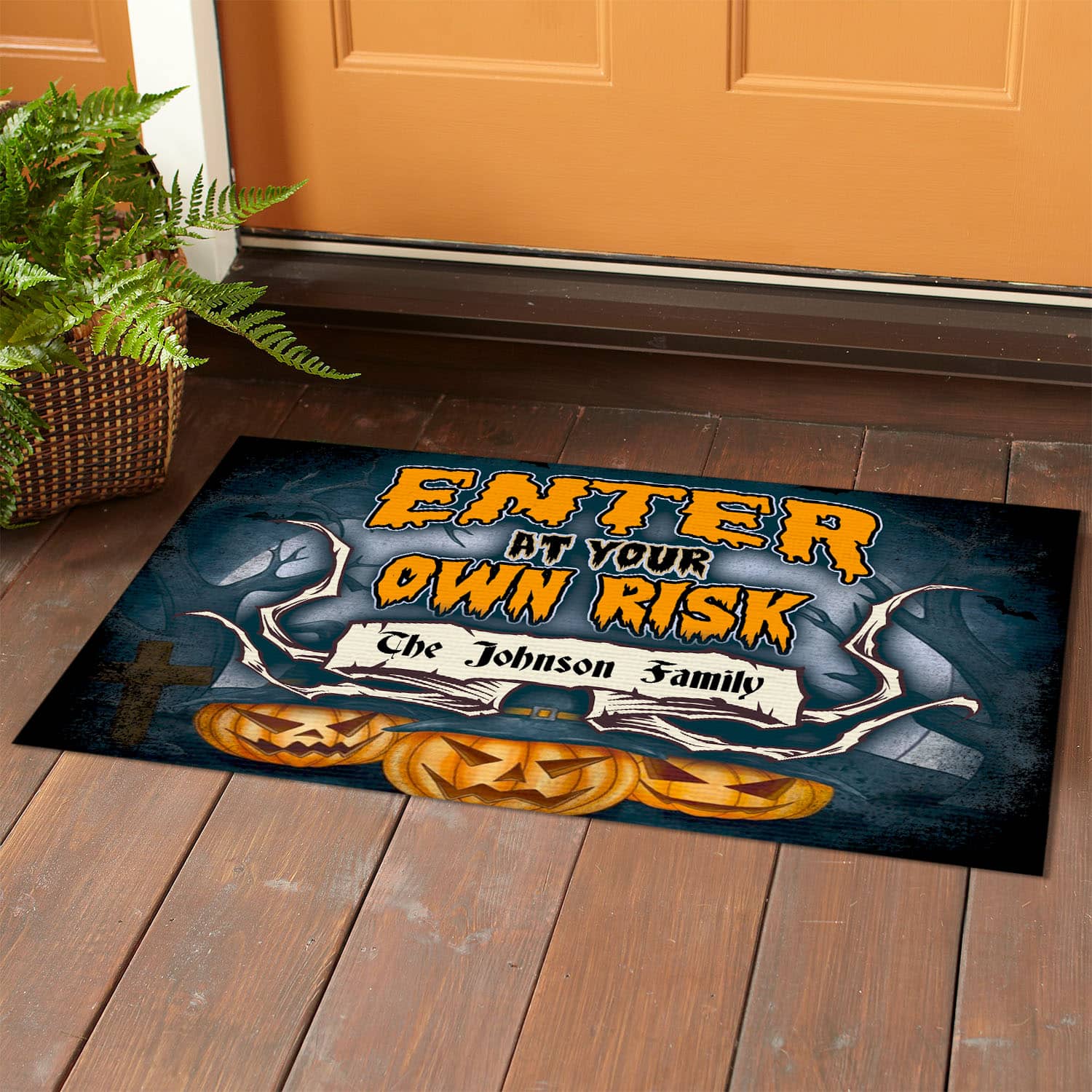 6VT. Enter At Your Own Risk Sample Design Doormat mockup 1