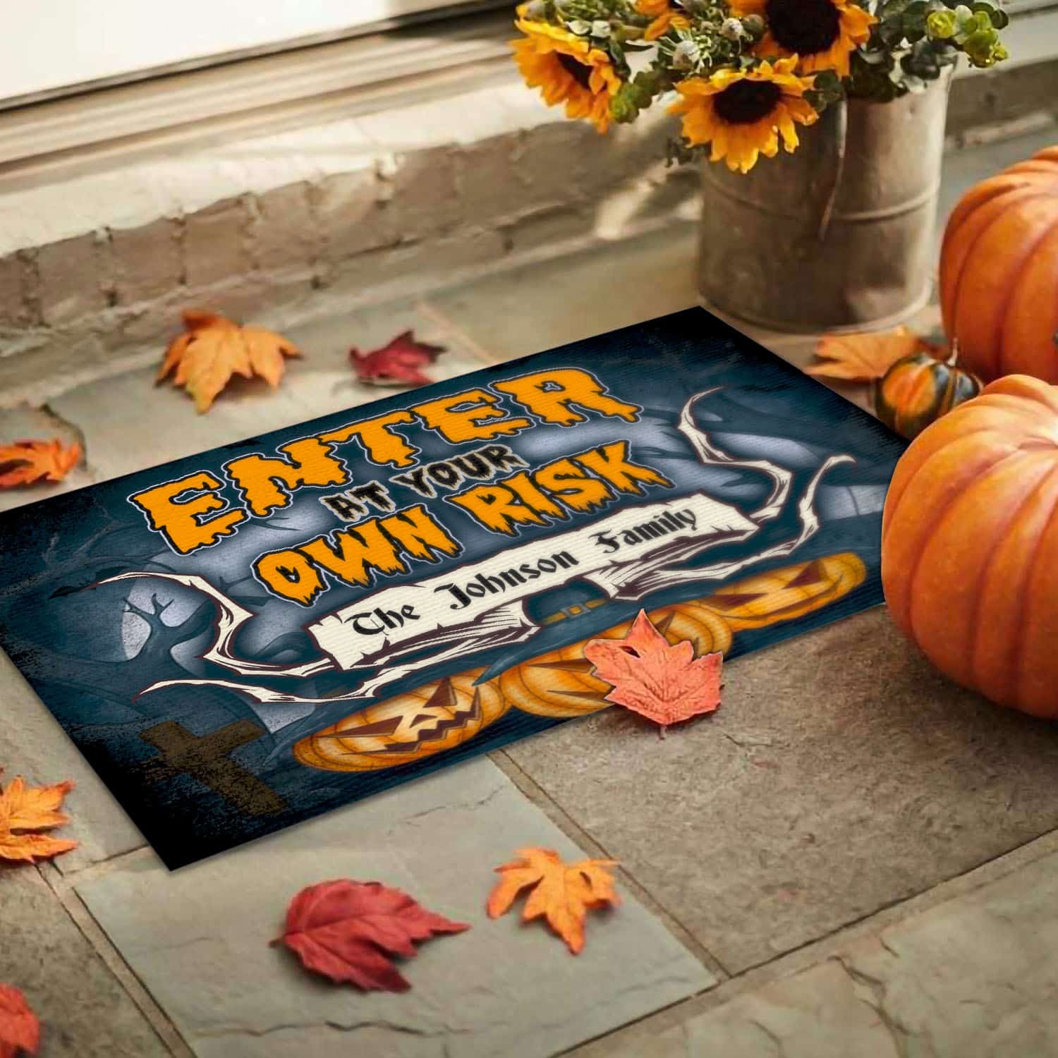 6VT. Enter At Your Own Risk Sample Design Doormat mockup 9