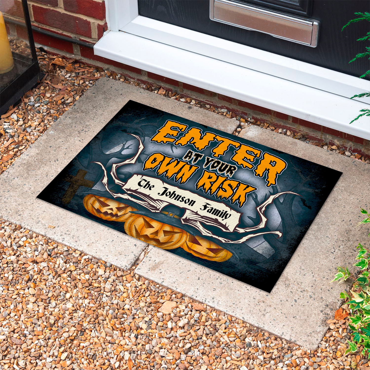6VT. Enter At Your Own Risk Sample Design Doormat mockup 10