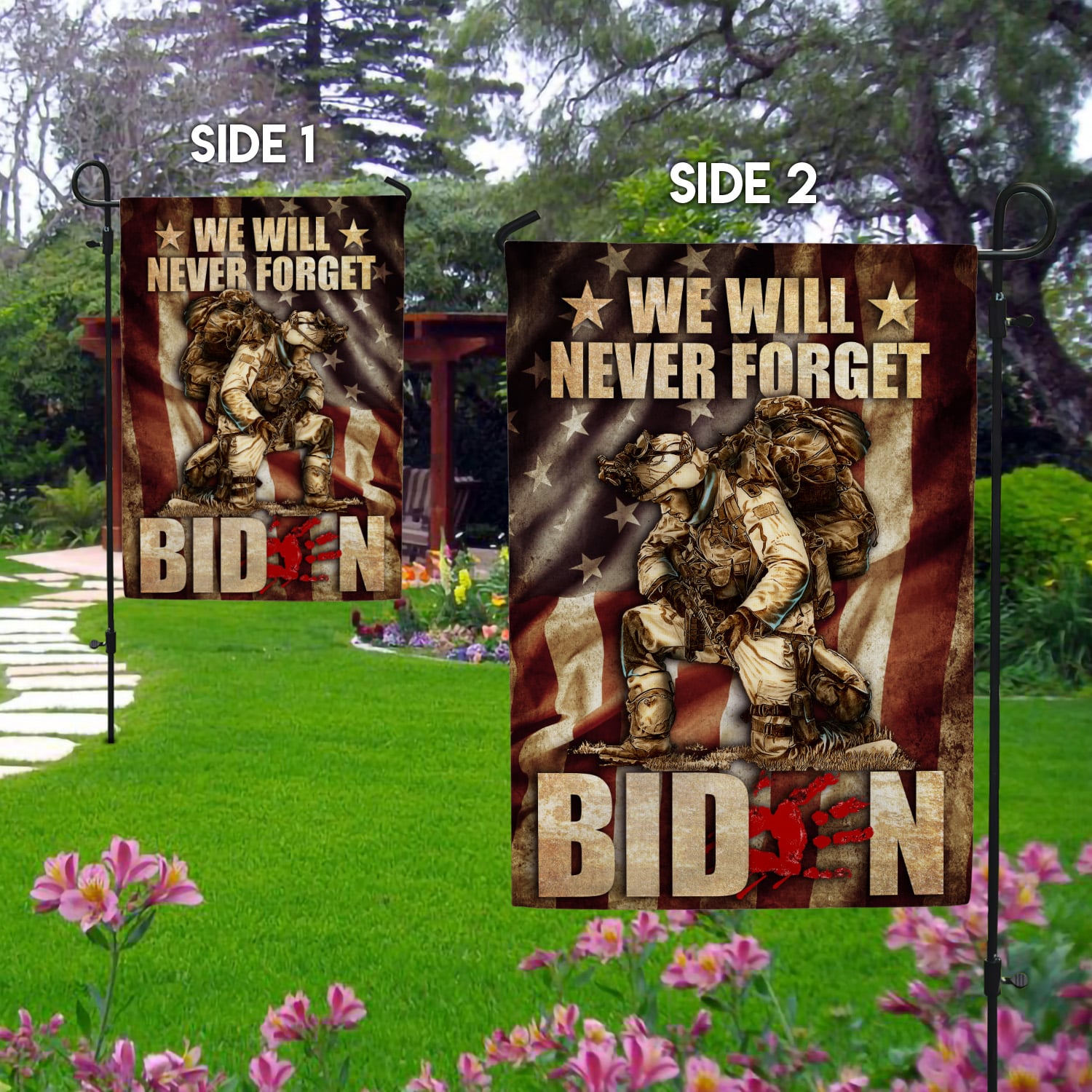 7NH. Uu tien. Never Forget Biden Garden Flag Mockup 2 Side-1