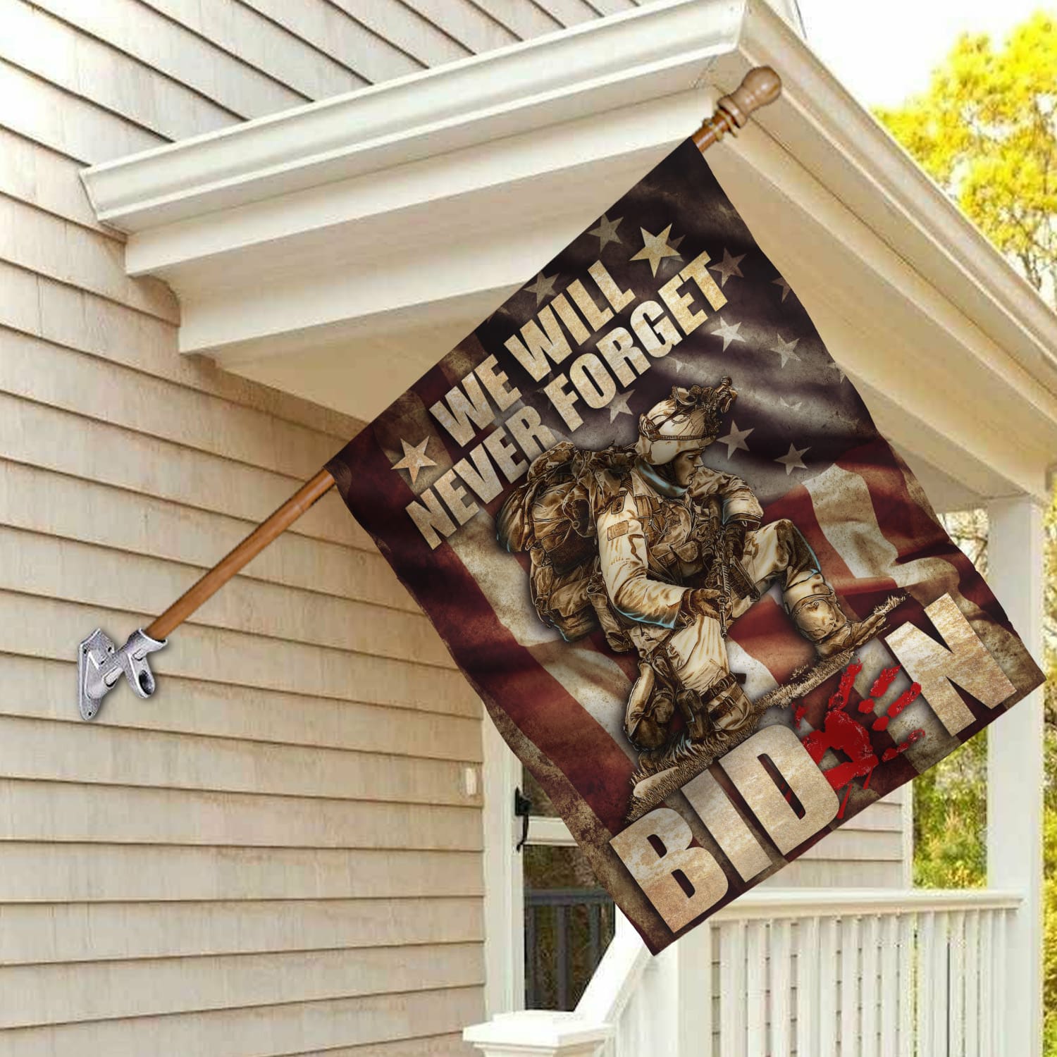 7NH. Uu tien. Never Forget Biden House Flag Mockup 2