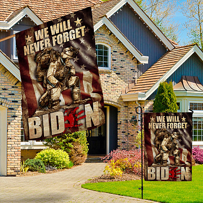 Alternative view of We Will Never Forget Biden Garden Flag - Indoor Outdoor Flag - House Flag - Never Forget 13 Fallen Soldiers Flag