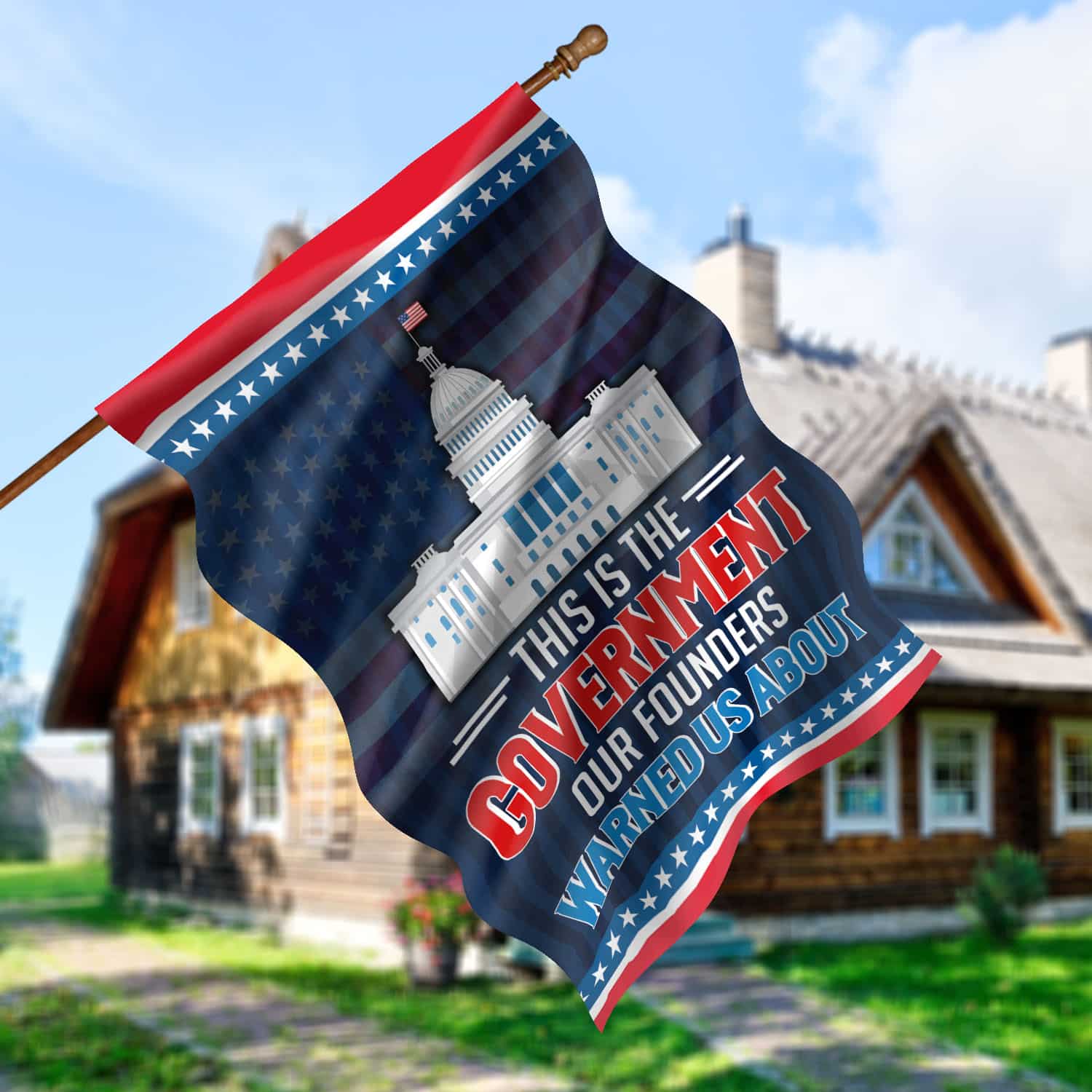 1O. Founders Warned Us-30x40 House Flag Mockup 5