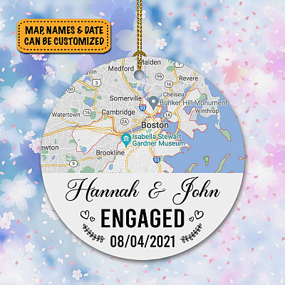 Alternative view of Christmas Ornament Street Map Personalized  - First Christmas Engaged Holiday Flat Circle Ornament Anniversary Gift