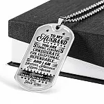 Adorable Saying From Wife To My Husband Dog Tag Pendant Necklace - I Am Blessed To Have You In My Life Couple Anniversary Necklace