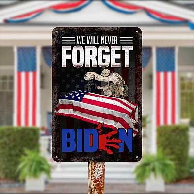 Impeach Joe Biden Blood On His Hands Afghanistan Sign - Biden Blood Handprint Decorative Metal Sign