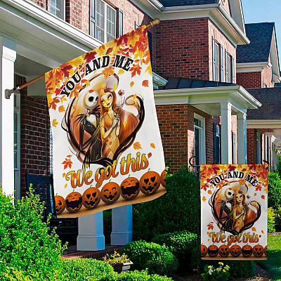 Alternative view of Jack And Sally You And Me We Got This Garden Flag - Halloween The Nightmare Before Christmas House Flag