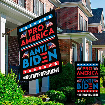 Alternative view of Pro American Anti Biden Not My President Decorative Garden Flag - Funny Anti Biden Political House Flag - Wall Flag