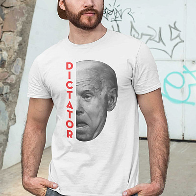 Alternative view of Funny Biden Dictator T-Shirt - Joe Biden Not My Dictator Not My President Bright V-Neck Tee