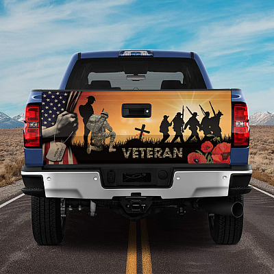 Veteran Memorial Day Poppy Remembrance Day Truck Tailgate Decal Sticker Wrap - Vinyl Graphic Decal Bumper Sticker