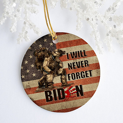 Alternative view of We Will Never Forget Biden Decorative Christmas Ornament Keepsake - Never Forget 13 Fallen Soldiers Ornament