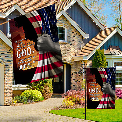 Alternative view of If We Ever Forget That We Are One Nation Under God Jesus American Outdoor House Flag - Jesus Lover Home Garden Flag