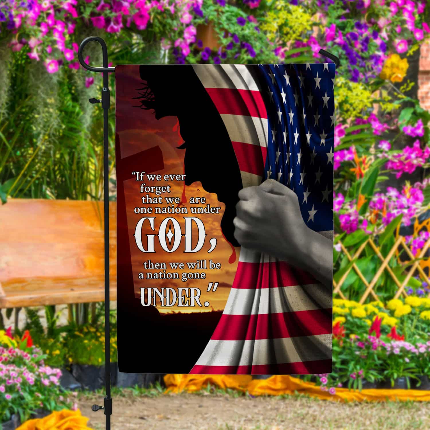 4VT. If We Ever Forget Garden Flag Mockup 4