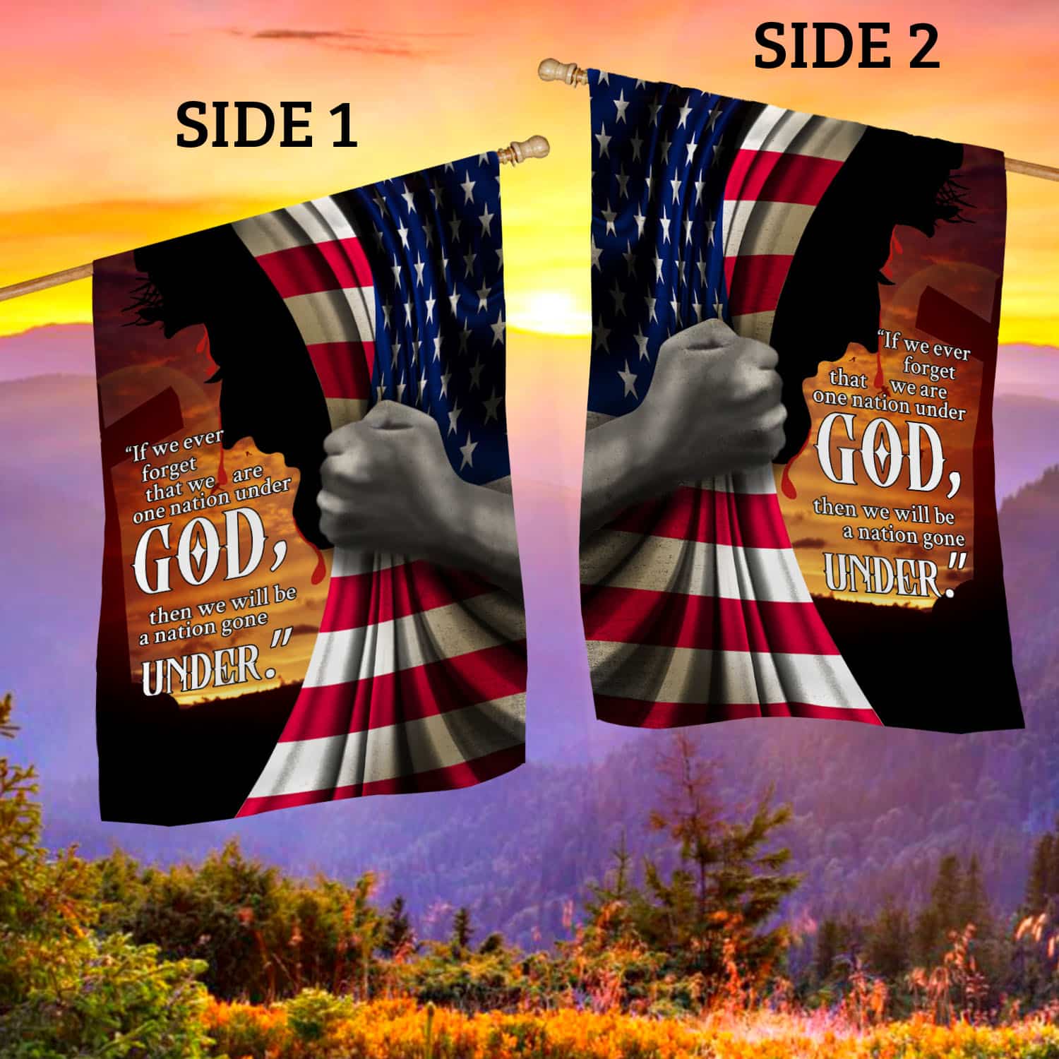 4VT. If We Ever Forget House Flag Mockup 2 Side