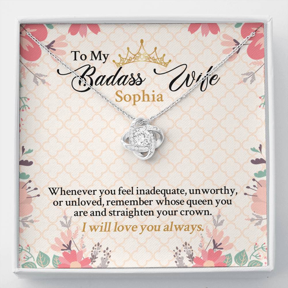 Personalized Name To My Badass Wife Whenever You Feel Inadequate Unworthy Or Unloved Love Knot Pendant Necklace - Love Knot Necklace Personalized Name To My Badass Wife Whenever You Feel Inadequate Unworthy Or Unloved Love Knot Pendant Necklace - Love Knot Necklace