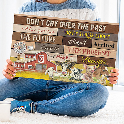 Alternative view of Don't Cry Over The Past Live In The Present Motivation Canvas - Home Decor Wall Art