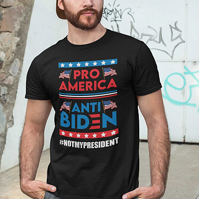Alternative view of Pro American Anti Biden Not My President T-Shirt - Funny Anti Biden Political Shirt