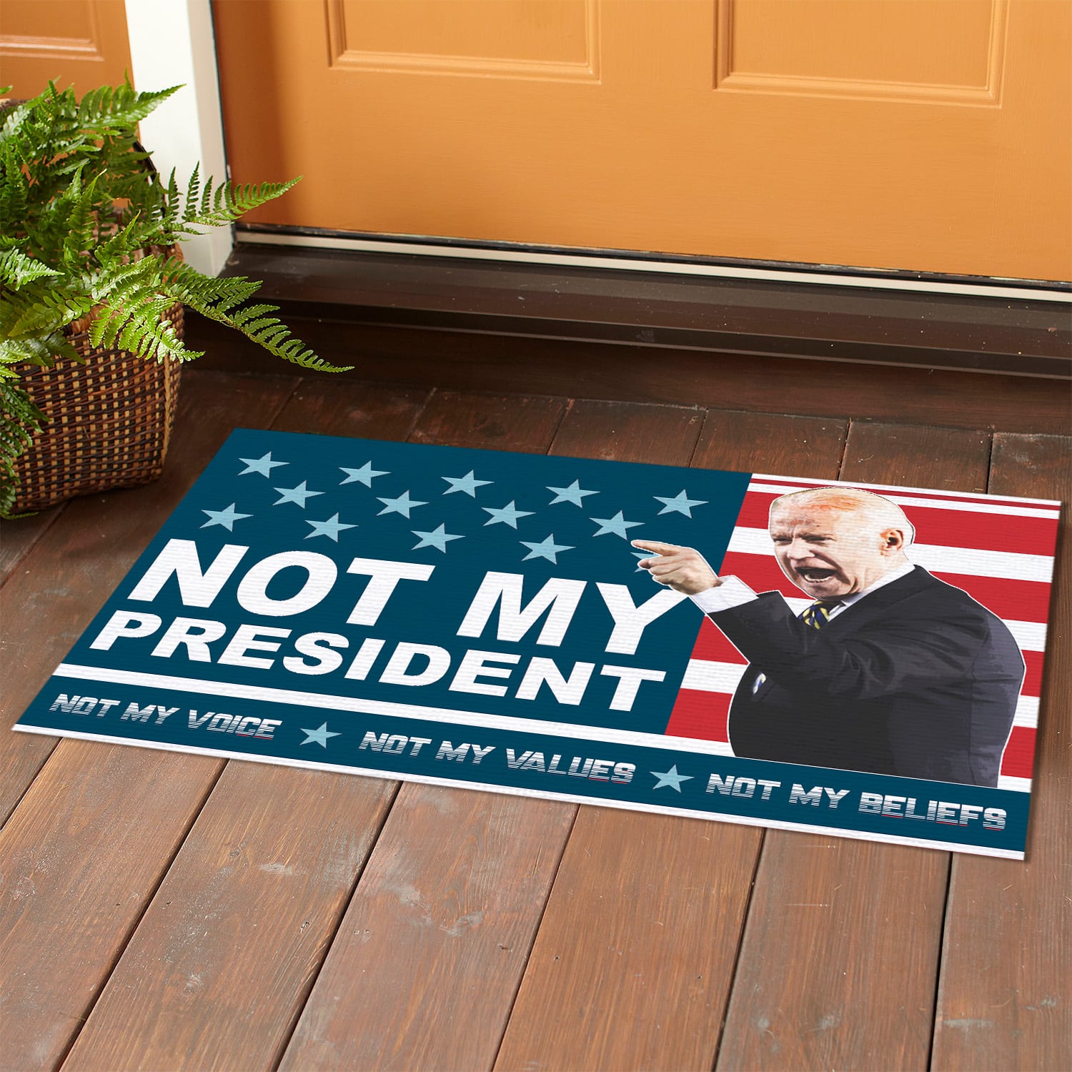7Th. Biden Not My President Not My Voice 1 Doormat mockup 1