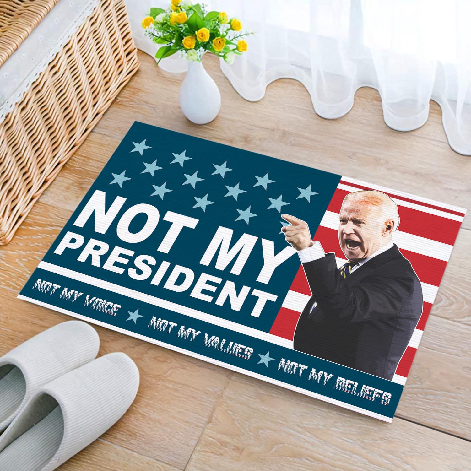 7Th. Biden Not My President Not My Voice 1 Doormat mockup 2