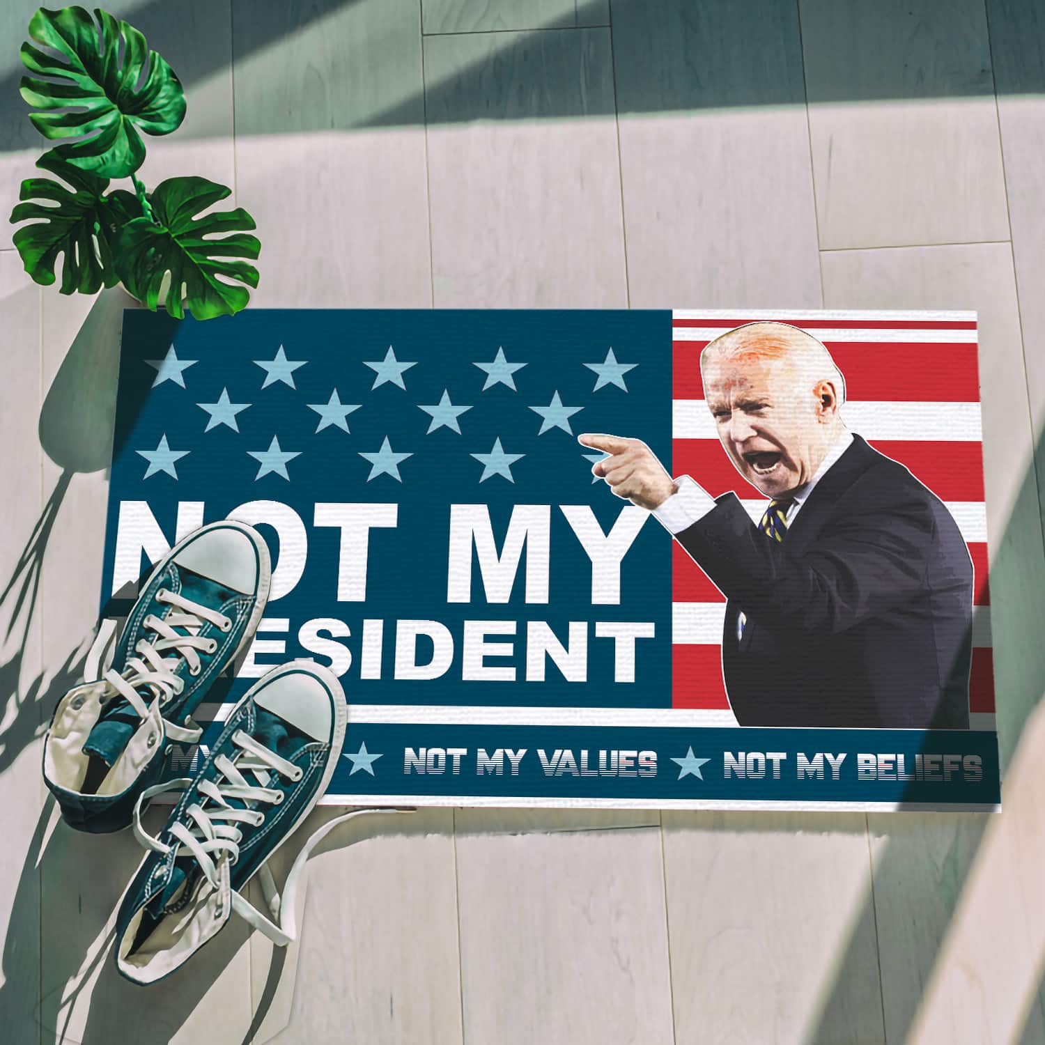 7Th. Biden Not My President Not My Voice 1 Doormat mockup 5