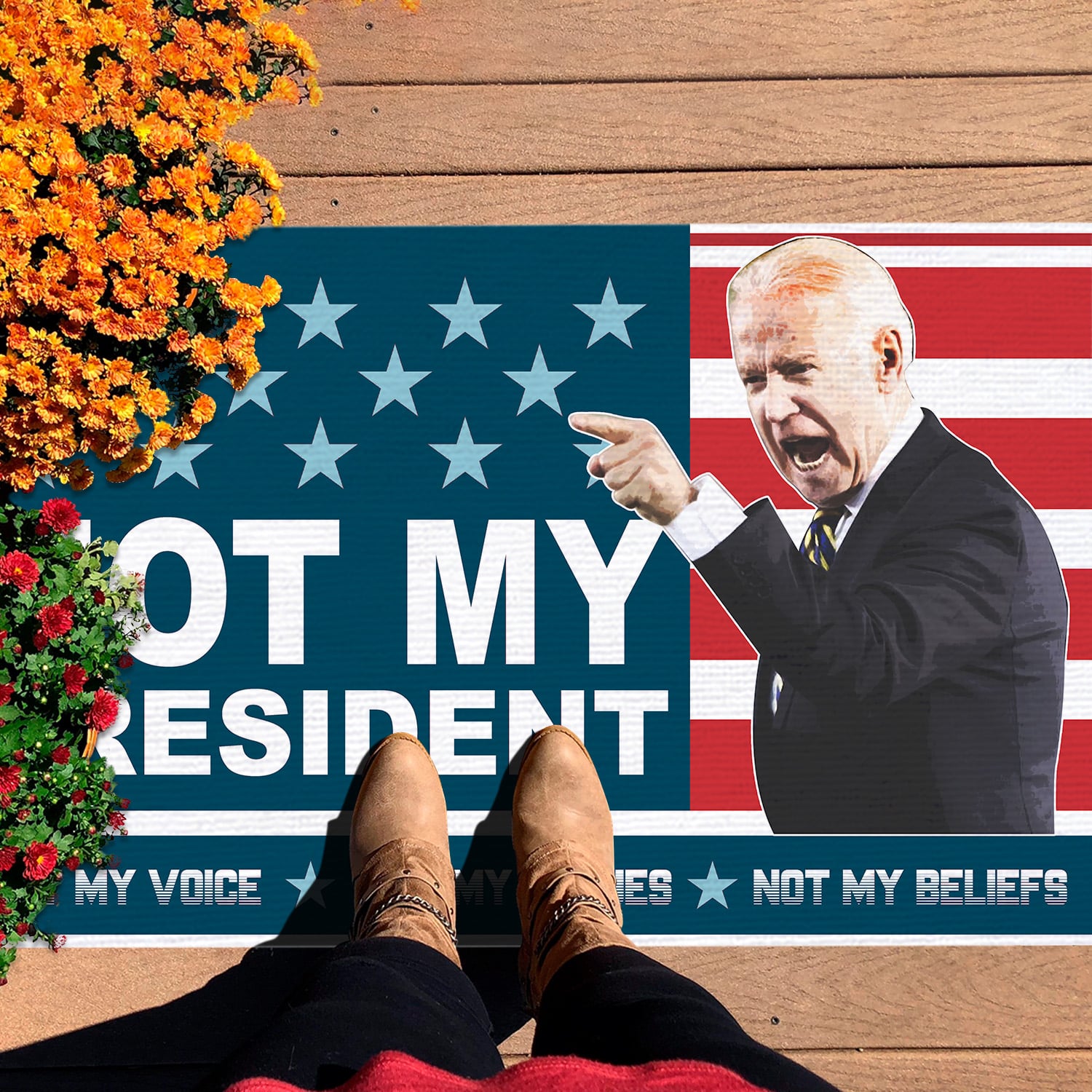 7Th. Biden Not My President Not My Voice 1 Doormat mockup 7