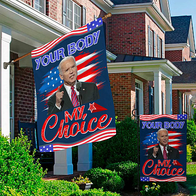 Alternative view of My Body Your Choice Joe Biden Garden Flag - Anti Biden No Vaccine Mandate House Flag - Wall Flag