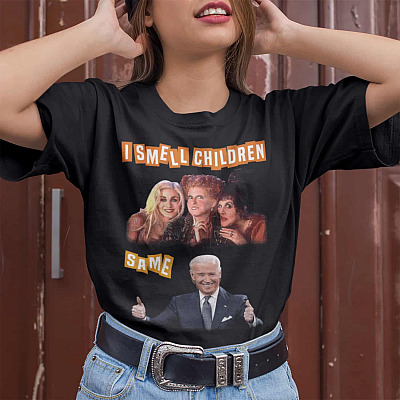 Alternative view of I Smell Children Same Hocus Pocus Biden T-shirt - V-neck Tee - Halloween Sanderson Sisters Anti Biden Shirt