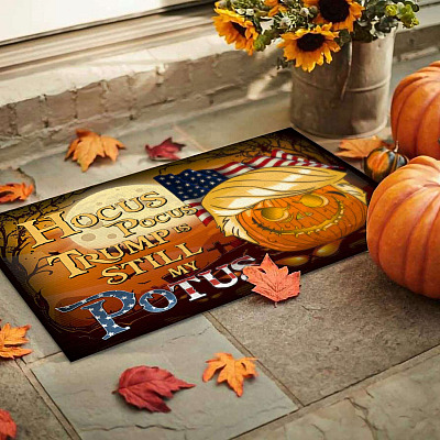 Alternative view of Hocus Pocus Trump Is Still My Potus Funny Trump Pumpkin House Doormat - Support Trump Outdoor Indoor Doormat