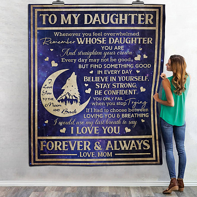 Alternative view of Wolf From Mom To My Daughter I Love You To The Moon And Back Fleece Blanket - Mink Sherpa Blanket