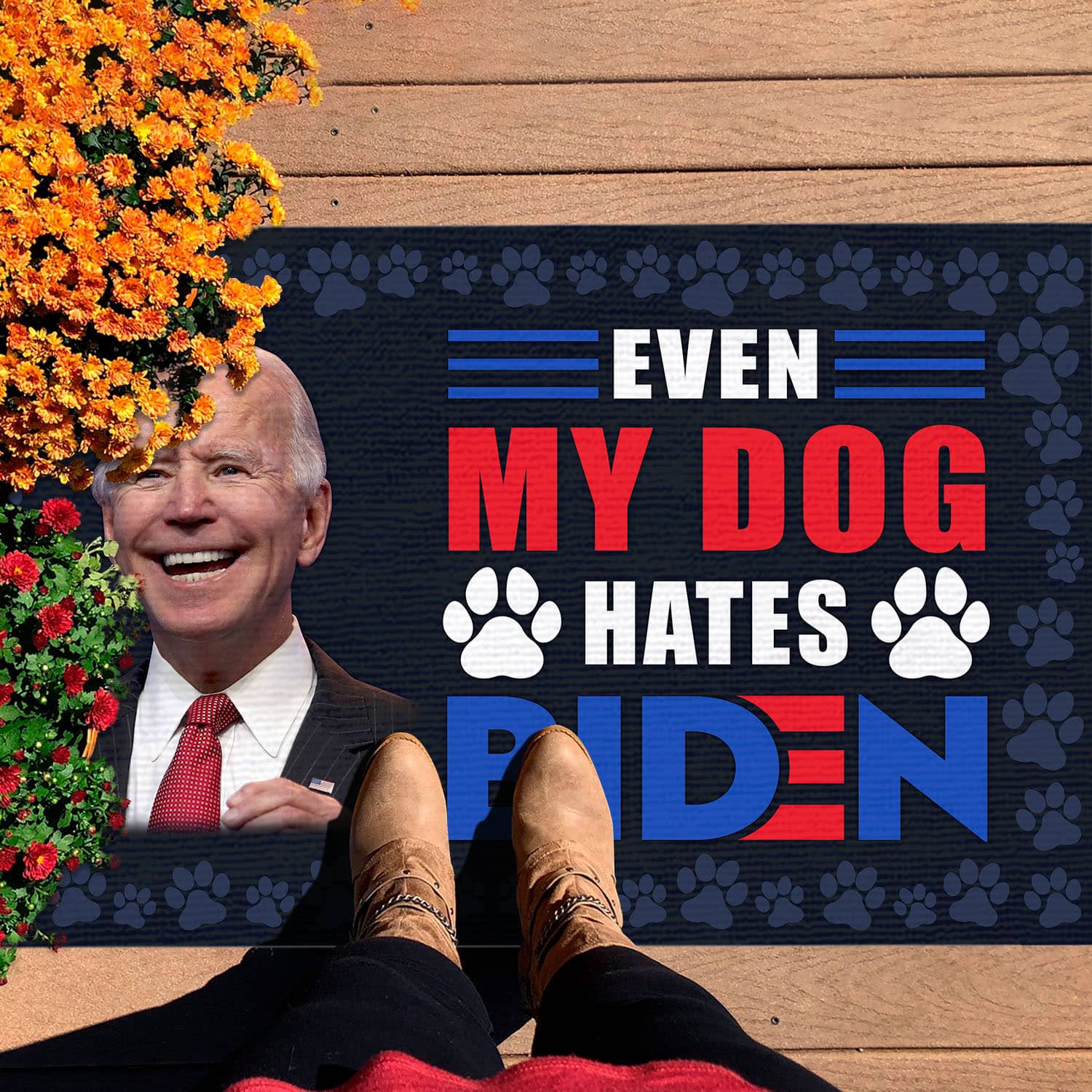 2O. Dog Hate Biden Doormat (5) Doormat mockup 7
