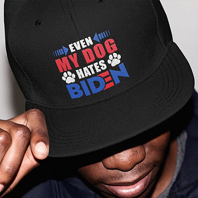 Alternative view of Even My Dog Hates Biden Funny Anti Biden Twill Cap - High-Profile Snapback Hat - Trucker Hat